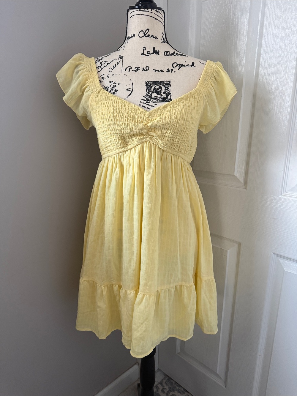 Yellow Smocked Babydoll Top - Unbranded